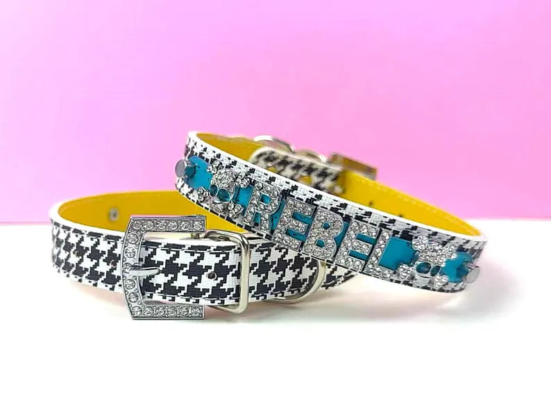 Collar | Sparkle Skulls 2 Tone Houndstooth